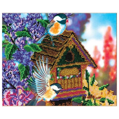 ABRIS ART Набор для вышивания бисером В саду 3 (AB-080), разноцветный, 25 х 25 см