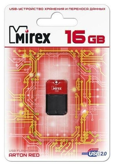 Флешка 16Gb Mirex 13600-FMUART16 USB 2.0 красный