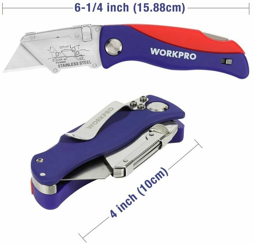 Нож строительно-ремонтный WORKPRO W011037AS + 15 лезвий