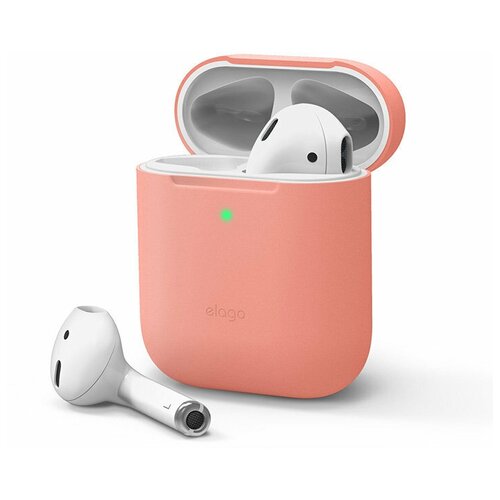 Чехол Elago Slim Silicone case для AirPods 1/2, оранжевый (peach)