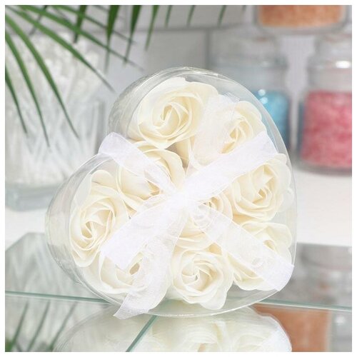 Мыльные розочки, белые, набор 9 шт