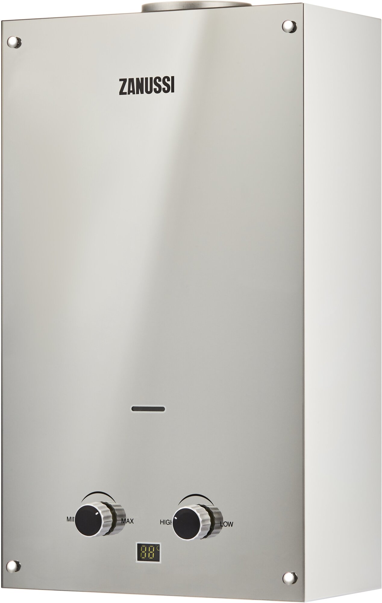 Проточный газовый водонагреватель Zanussi GWH 10 Fonte Glass Mirror, серебристый - фото №1