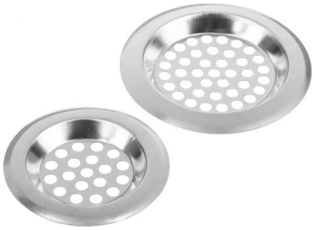 фото Набор решеток для раковины 2 шт, 6 см, 8 см, нержавеющая сталь VETTA 889-045