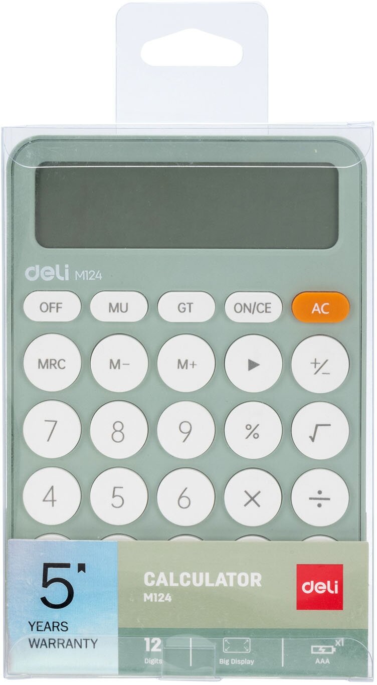 Калькулятор настольный Deli EM124GREEN зеленый 12-разр