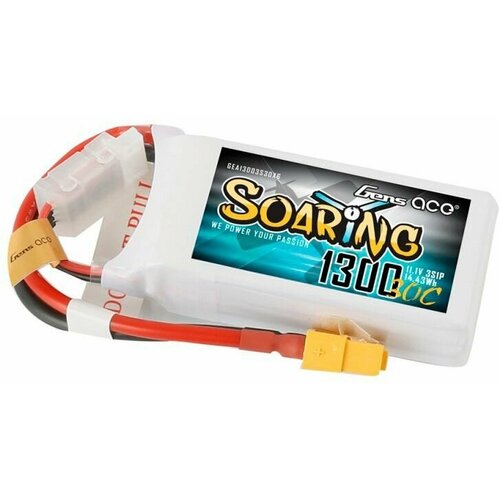 Аккумулятор GensAce Soaring 11.1V 3S1P 1300mAh 30C с разъемом XT60 BSR30C13003S