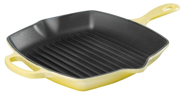 Чугунная сковорода-гриль с рифленым дном, 26 х 26 см, желтый 20183264030422
