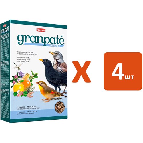 PADOVAN GRANPATEE INSECTES корм для насекомоядных птиц с насекомыми (1 кг х 4 шт) padovan корм granpatee universelle для насекомоядных птиц 1кг