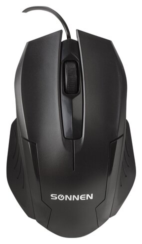 Мышь проводная SONNEN М-713, USB, 1000dpi, 2 кнопки+колесо-кнопка, оптическая, черная, 512637