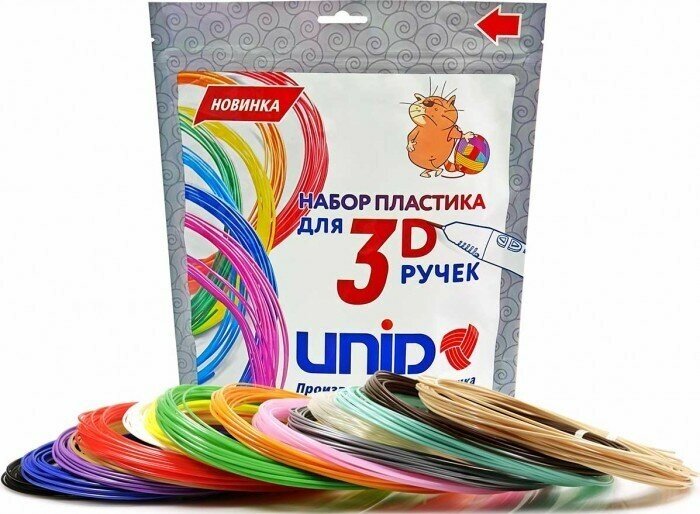 UNID Набор пластика для 3D ручек: PLA-15 (по 10м. 15 цветов в коробке)