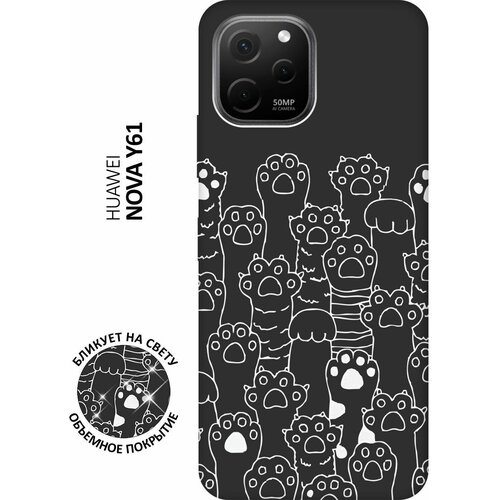 Матовый чехол Paws W для Huawei nova Y61 / Хуавей У61 с 3D эффектом черный матовый чехол this is just a rubbish w для huawei nova y61 хуавей у61 с 3d эффектом черный