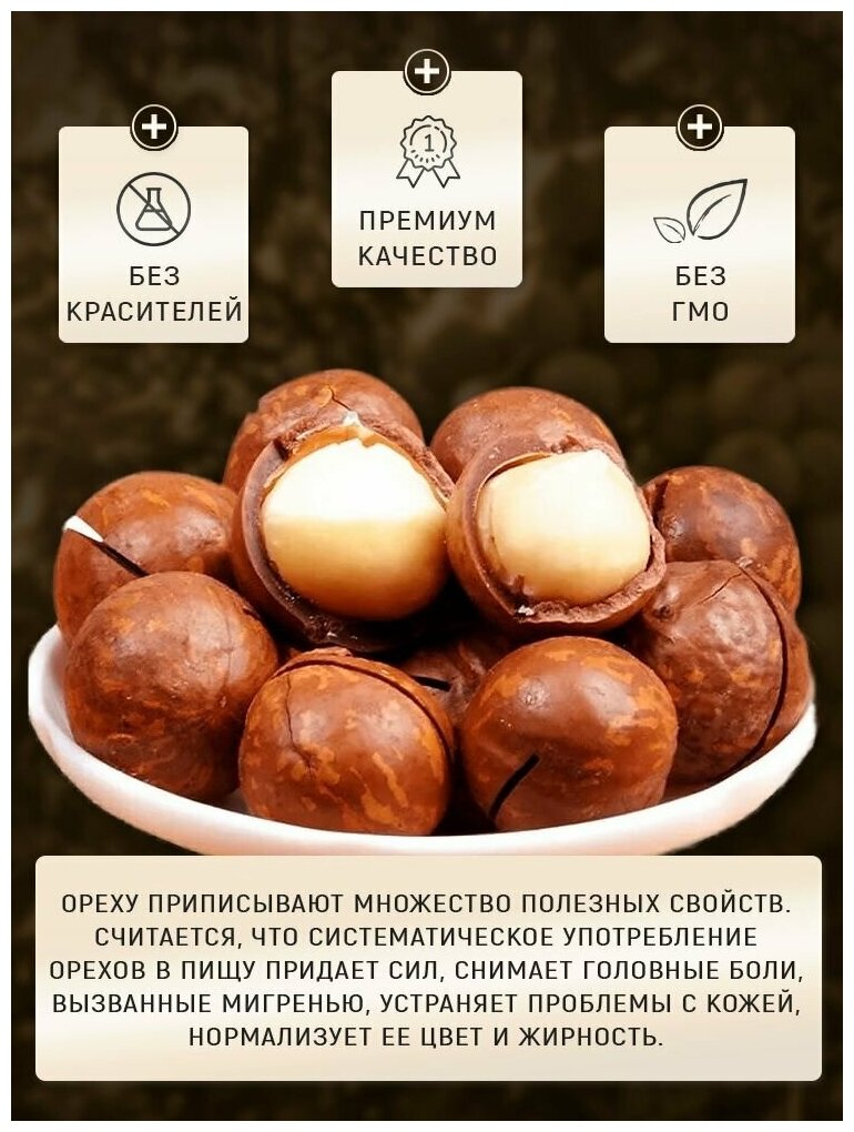 Макадамия орех в скорлупе 500г, 3A высший сорт "Shahrom Nuts" (с ключом) - фотография № 2