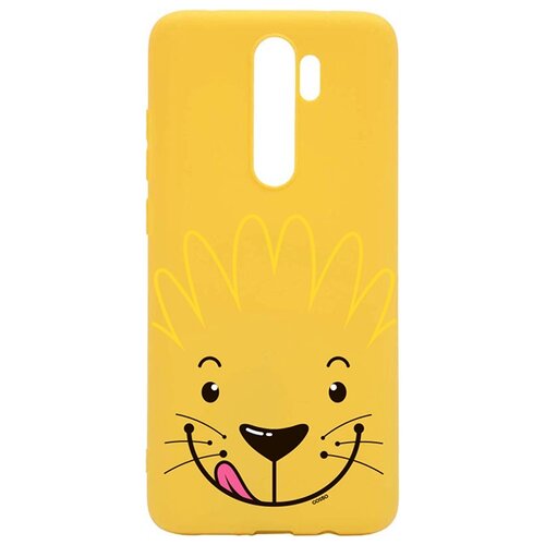 фото Силиконовый чехол-накладка silky touch 3d для xiaomi redmi note 8 pro с принтом "minimalistic lion" желтый gosso