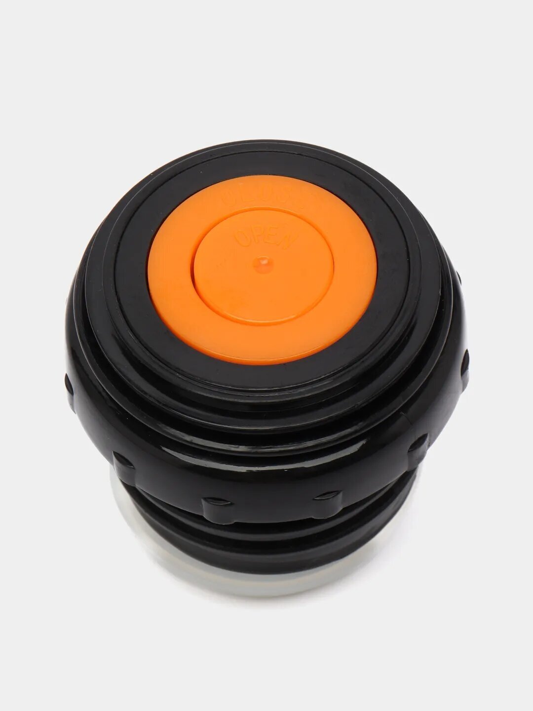Пробка, крышка - с кнопкой, для термоса-гильзы - 5,2 см; внешняя резьба; черно-оранжевая