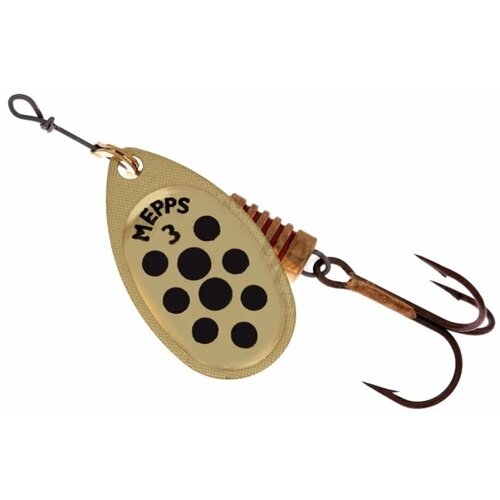 фото Блесна для рыбалки вращающаяся mepps aglia pts, 3, gold/black dots, 1 штука