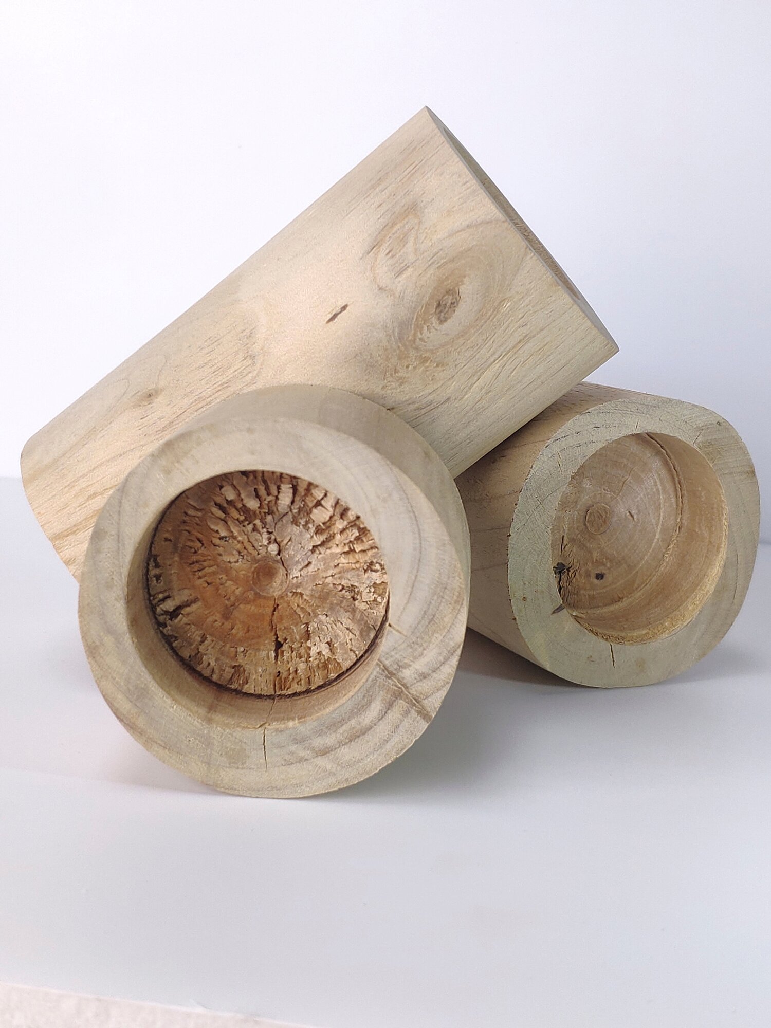Комплект подсвечников 3 шт. из дерева настольные, для чайной свечи, натуральная береза - фотография № 5