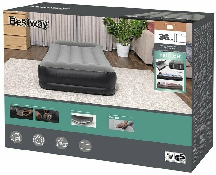 Кровать надувная Twin, 191 x 97 x 36 см, со встроенным электронасосом, BESTWAY 67723 - фотография № 8