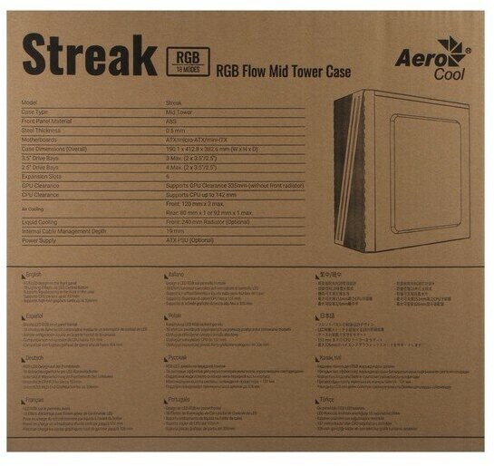 Корпус ATX AEROCOOL Streak-A-BK-v1, Midi-Tower, без БП, черный - фото №16