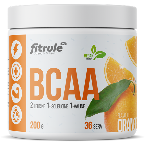 Аминокислоты BCAA Fitrule, вкус апельсина, 200 грамм аминокислоты fitrule bcaa 2 1 1 яблочный вкус 200 гр