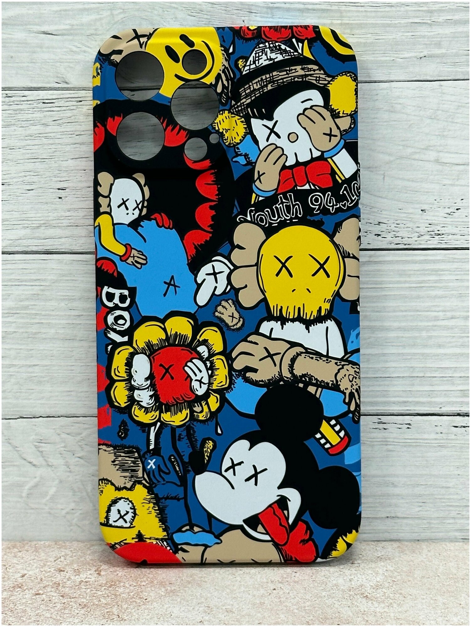Светящийся чехол-накладка для Iphone 13 pro Max / Айфон 13 про макс LUXO/KAWS/ с флуоресцентным рисунком