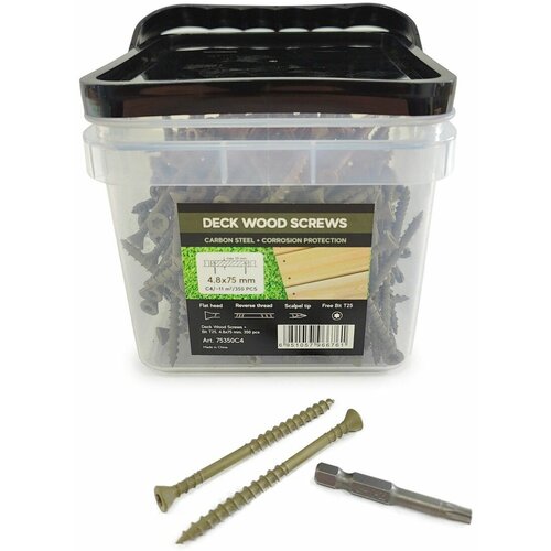 Саморезы Deck Wood Screws 75x4,8 mm C4 T25 350 шт, для открытого крепежа террасной доски