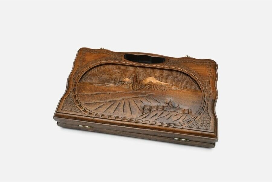 Нарды Handle "Хор Вирап", ручная работа, дерево, складные, резьба