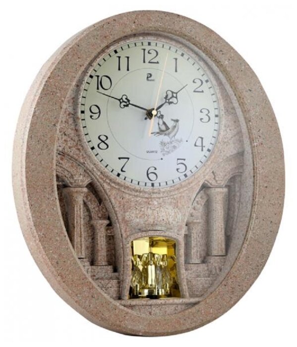 Часы настенные с маятником музыкальные PHOENIX P 034005 фактура камня овальные 38х44 см