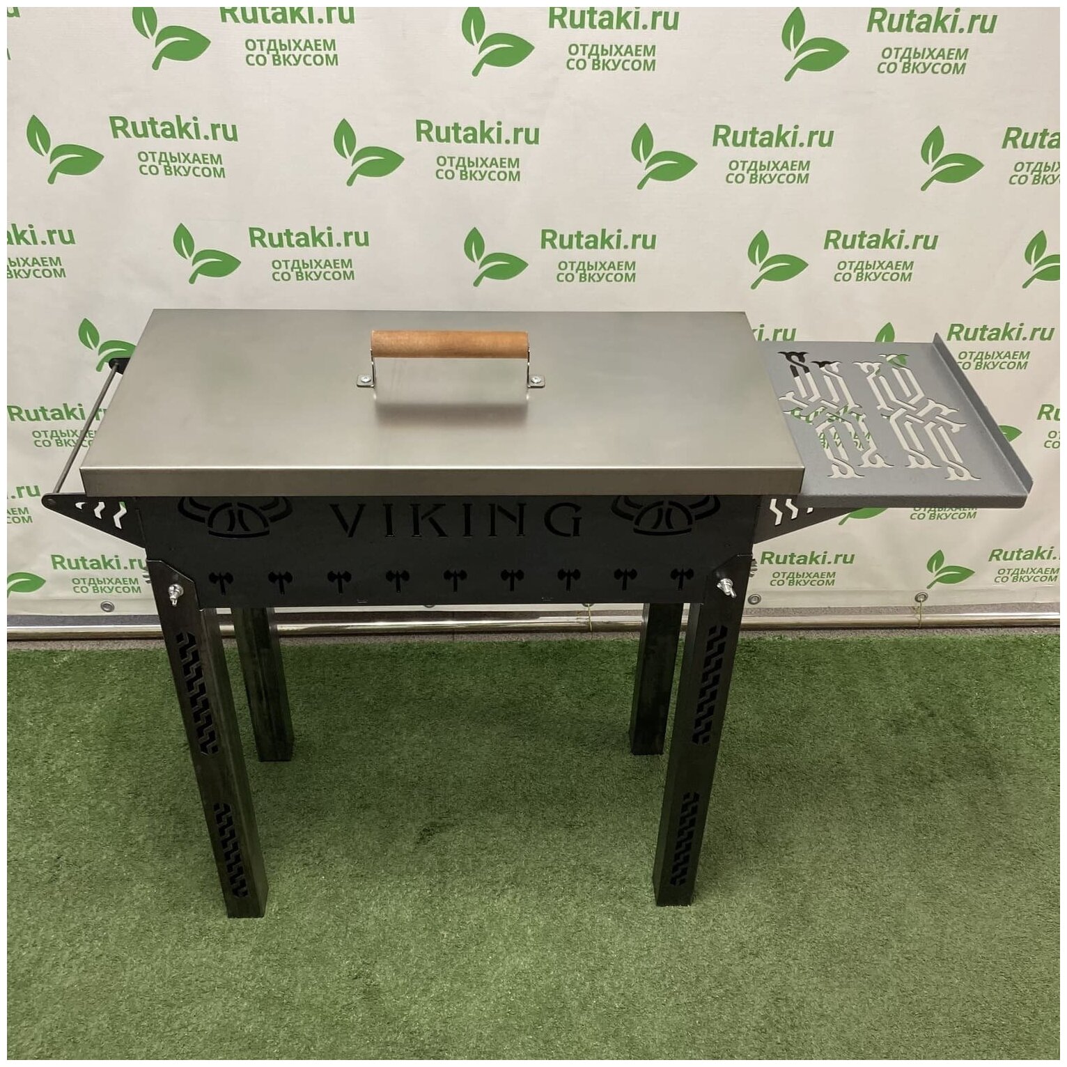 Мангал Grillux Viking, 71.5х32.5х75 см, сталь, 3 мм, серебристый Hoff - фото №4