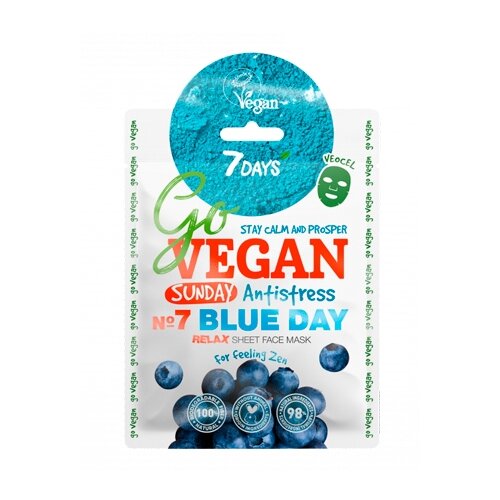 7DAYS Тканевая маска Go Vegan Sunday Blue Day, 25 г