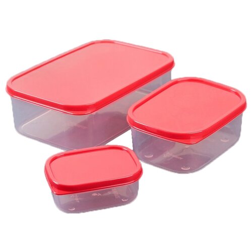 фото Доляна набор контейнеров 0.15/0.5/1.2 л красный