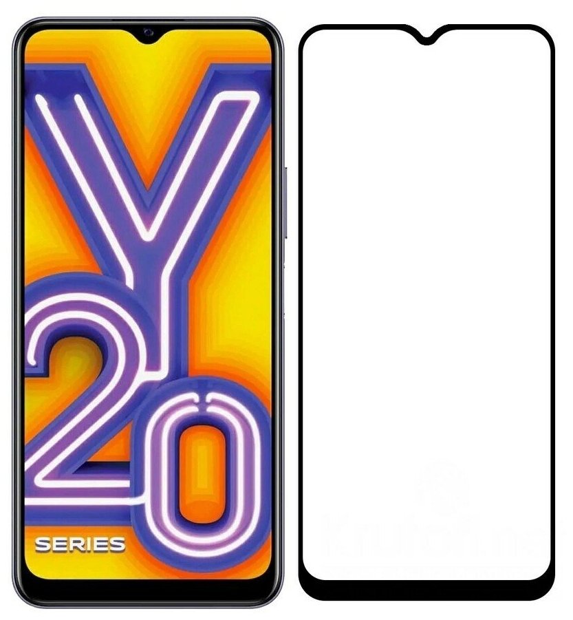 Защитное стекло "Полное покрытие" для телефона Vivo Y20, черное