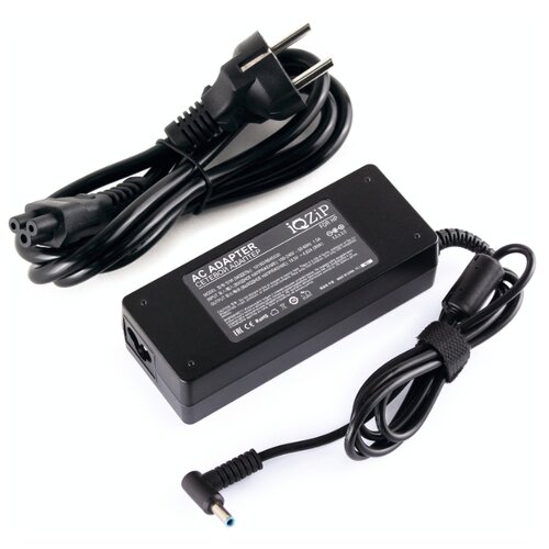 фото Блок питания (зарядка) iqzip для ноутбука hp 19.5v 4.62a (90w), штекер: 4.5 x 3.0 мм, (с сетевым кабелем), pn: hstnn-la13
