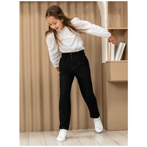 фото Брюки чинос viaville, размер 146, бордовый