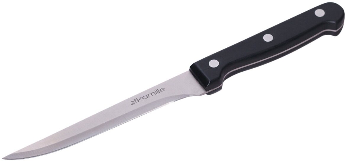 Нож кухонный для обвалки мяса Kamille КМ-5106 (лезвие 14,5 см; рукоятка 12 см) (5106 / серебристый)