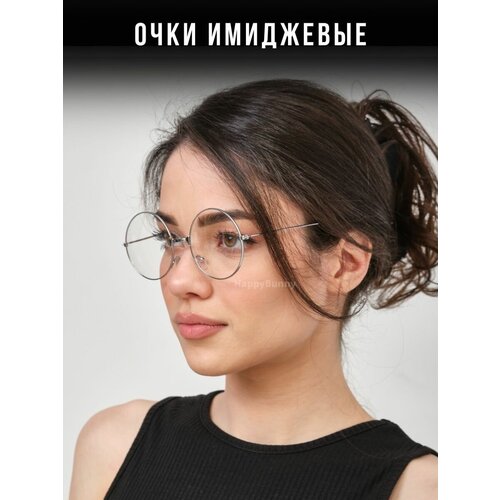 фото Солнцезащитные очки , круглые, оправа: металл, бесцветный happybunny