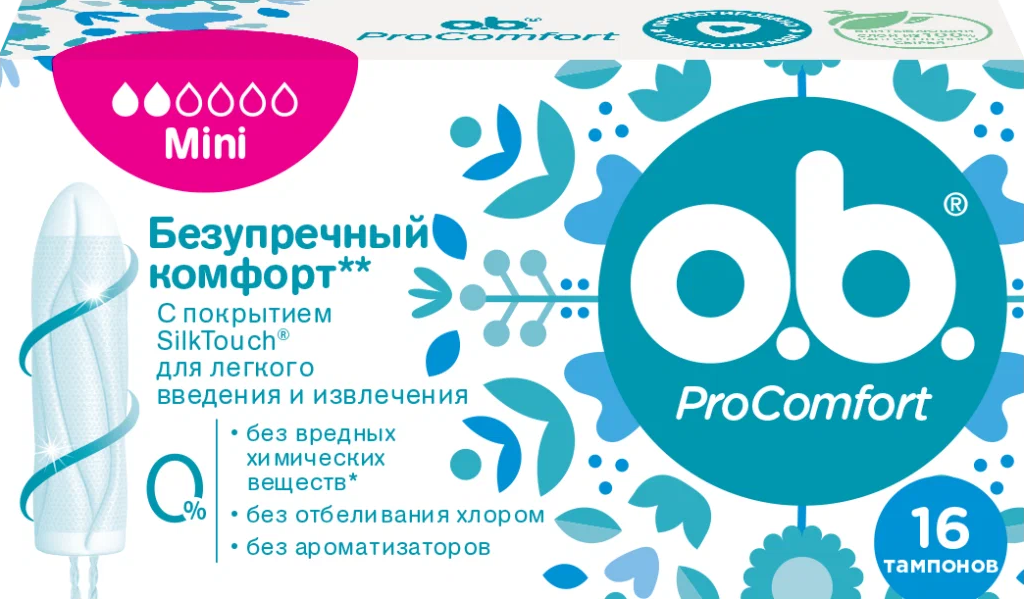 Тампоны OB ProComfort Mini, 2 капли, 16 шт