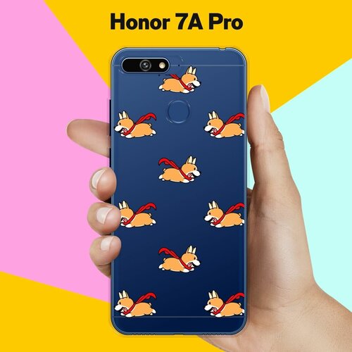 Силиконовый чехол Корги с шарфом на Honor 7A Pro силиконовый чехол на honor 60 pro хонор 60 про корги язык