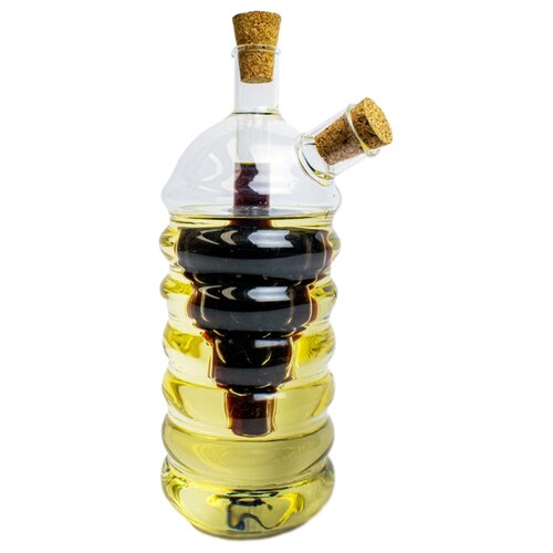 фото Бутылка для масла и уксуса, стеклянная, пробковая крышка, волнистый корпус marma