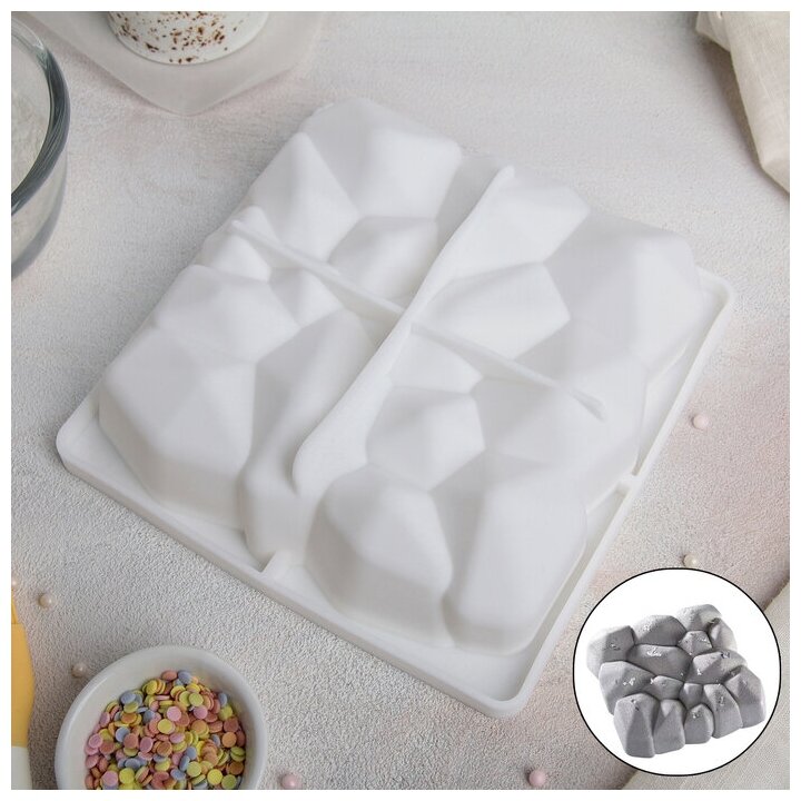 Форма для муссовых десертов и выпечки Доляна «Диамант», 18×18 см, цвет белый