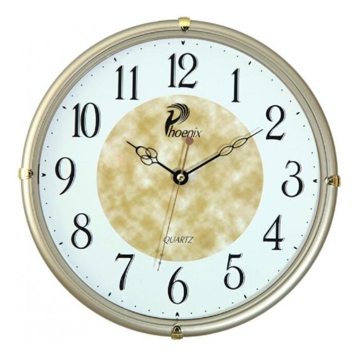 Часы настенные круглые PHOENIX P 187005 золотой ободок диаметр 34 см