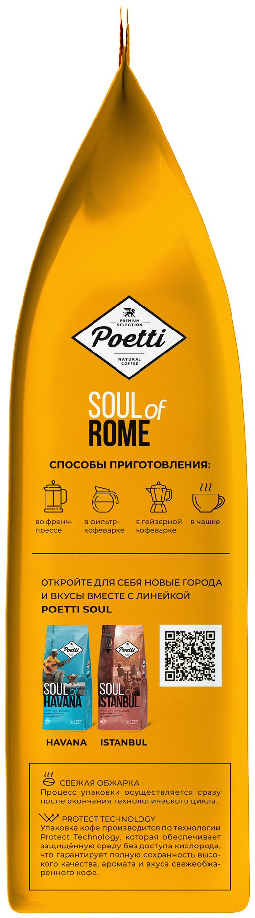 Кофе молотый Poetti Soul of Rome, 200 г