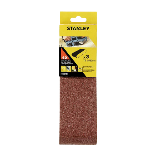 Шлифлента STANLEY STA33181, 75х533 мм, 40G, 3шт