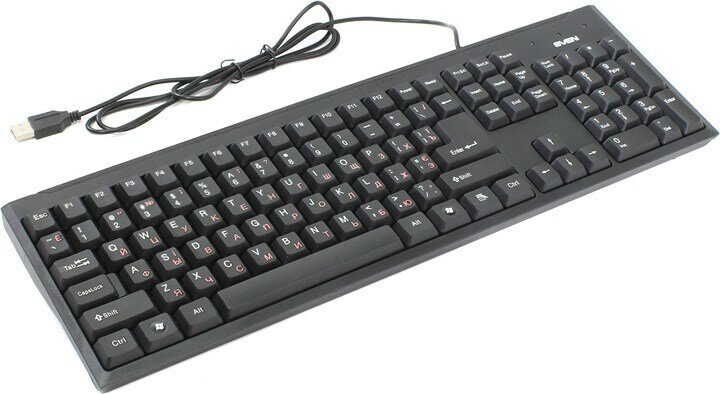 Клавиатура Sven Standard 303 Power Black USB+PS/2, мембранная, проводная, USB + PS/2, черный