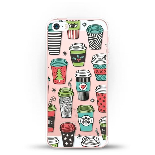 фото Силиконовый чехол новогодний "кофе" на apple iphone 5/5s/se andy & paul