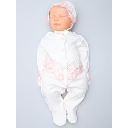 фото Комплект одежды jolly baby для девочек, чепчик и комбинезон, нарядный стиль, без капюшона, застежка под подгузник, размер 62, мультиколор