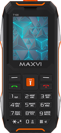 Телефон MAXVI T100, 2 SIM, черный/оранжевый