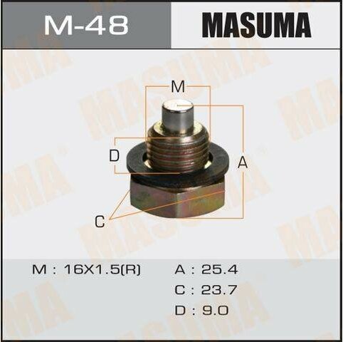 Болт маслосливной с магнитом M16x1.5 Masuma M48