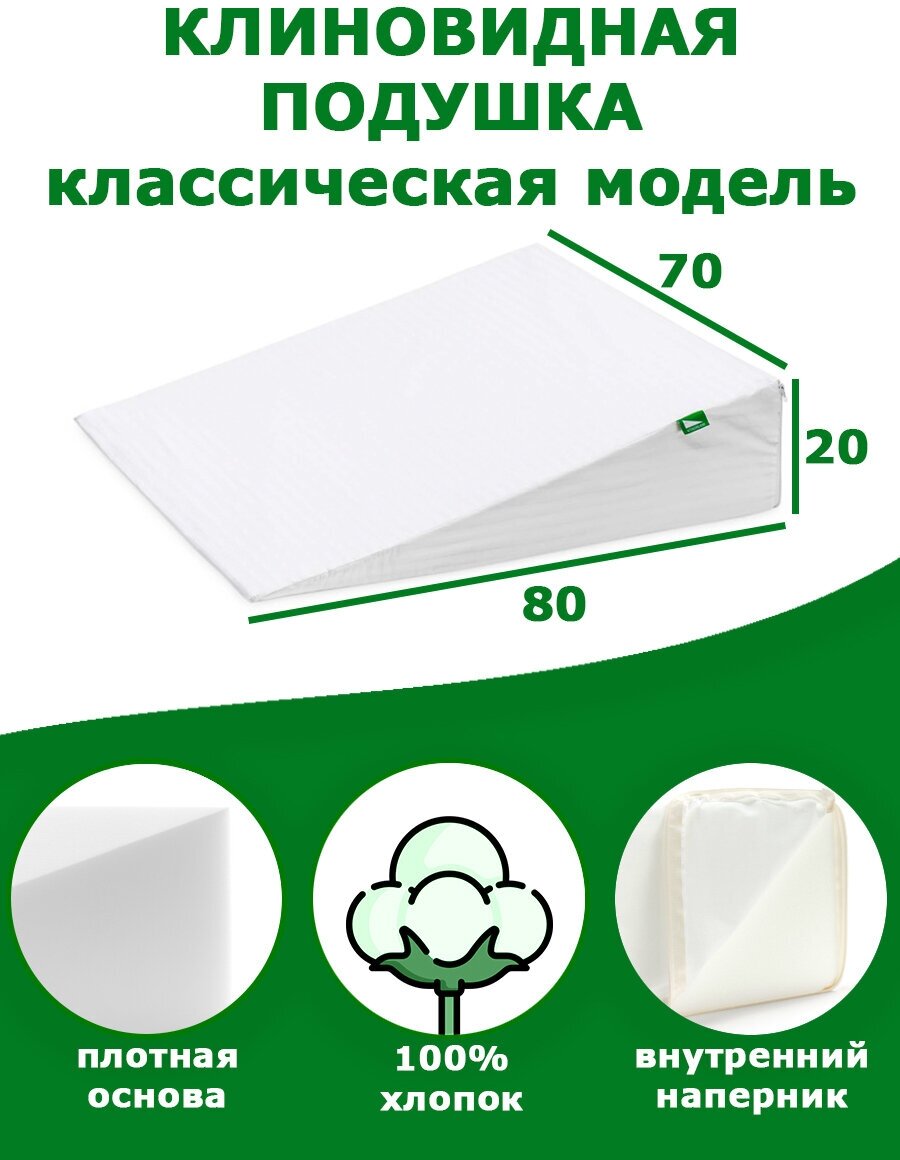 Клиновидная подушка при ГЭРБ VITADREAM Basic 80/70/20