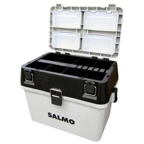 фото Ящик рыболовный зимний salmo 2-х ярусный (из 2-х частей) пластиковый 38x24.5x29см серый