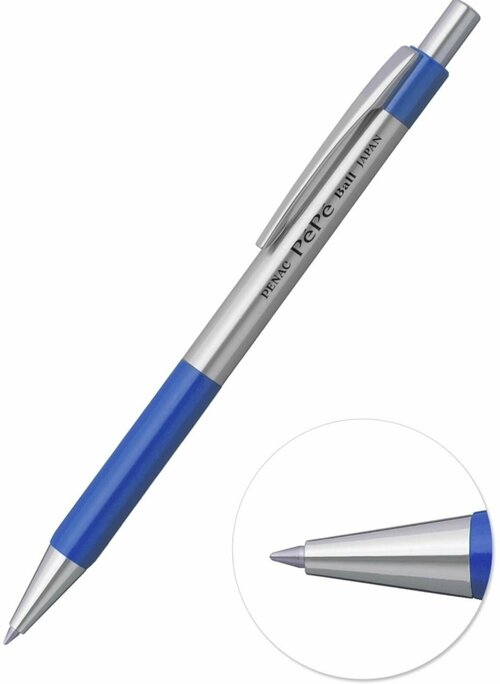 Ручка шариковая PENAC PEPE 0,7 мм автоматическая, цвет корпуса-синий, синие масляные чернила