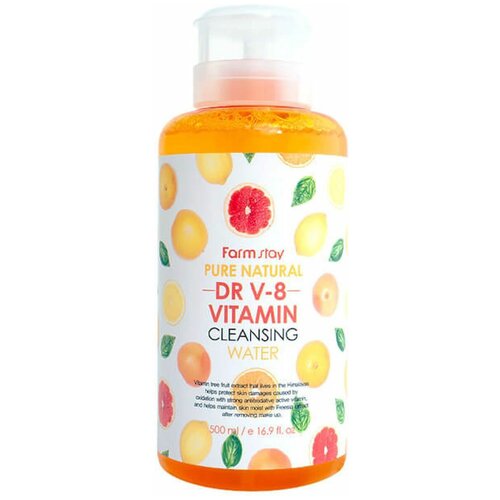 Очищающая вода FarmStay DR-V8 Pure Natural Cleansing Water Vitamin 500ml мягкая очищающая вода для лица pekah pure therapy mild cleansing water 500ml